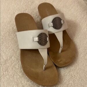 Bjorndal White and Brown Sandals with Metal Buckle